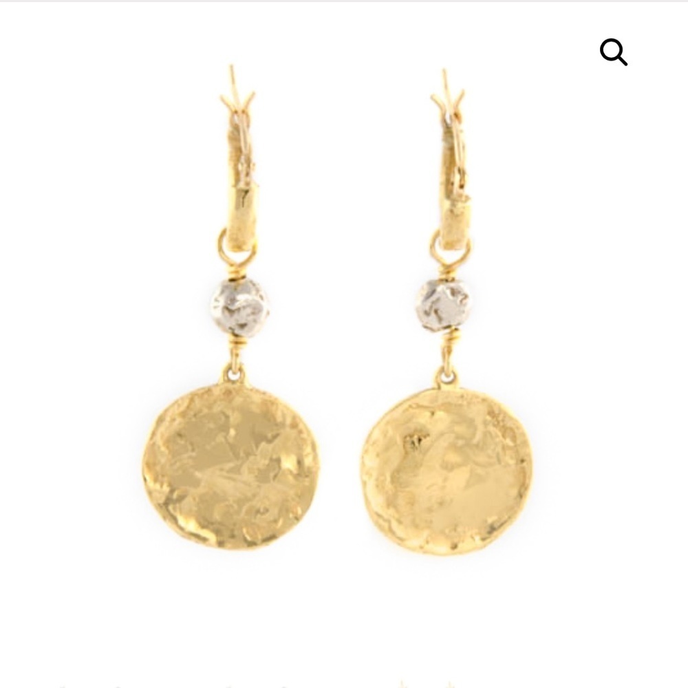 SUSAN Cummings 18k gold sun and moon disc earrings. Too heavy for my ears NWOT